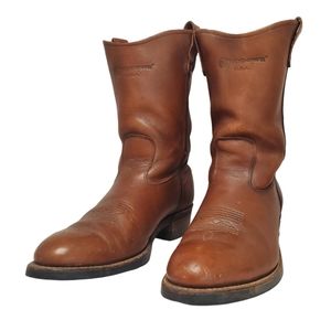 Vintage Chippewa Tan Leather Cowboy Boots Size 12D